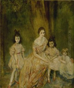 Portrait Of Madame Gandrillas And Her Children, Marie-rose, Carmen And Juana by Arthur Ambrose McEvoy