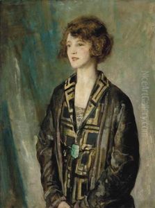 Portrait Of Mrs Charles Romer-williams, Wearing A Jade Pendant by Arthur Ambrose McEvoy