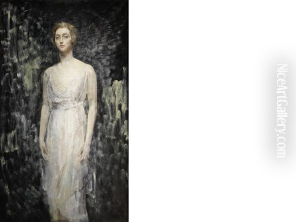 Portrait Of A Lady, Full Length, In A White Gown - view 1