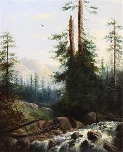 Mountain Scene With Rocky Waterfall