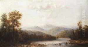 Landscape With Distant Mountains And Crane
