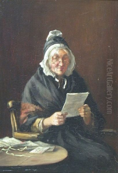 An Old Woman Reading A Letter - view 1