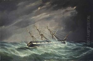 The Emigrant Ship Carnatic Of Boston In A Hurricane In The Indian Ocean On A Voyage To Calcutta, Under The Command Of Captain John Devereux by Duncan Mcfarlane