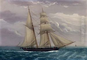 A Merchant Brigantine Off The Coast by Duncan Mcfarlane