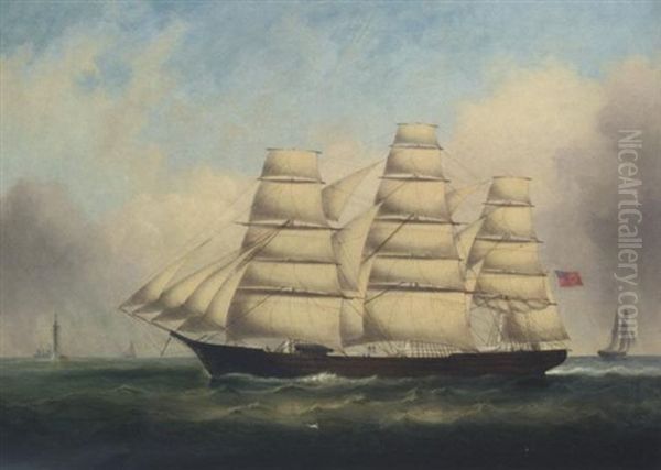 The Full-rigged "tiptree" Off The Eddystone Lighthouse - view 1