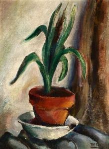 Still Life With Potted Plant by Henry Lee Mcfee