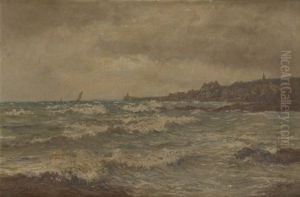 Voilier Sur Fond De Deferlante by John Mcghie