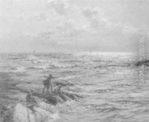 Children Playing On Rocks by John Mcghie