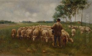 Herding The Cows On The Pasture by Eloise Polk Mcgill