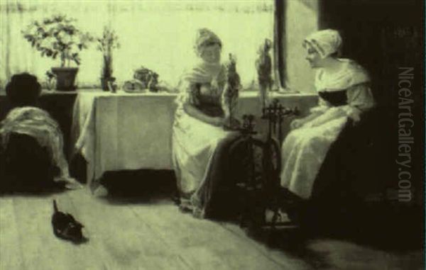Interior Scene With Women Spinning - view 1
