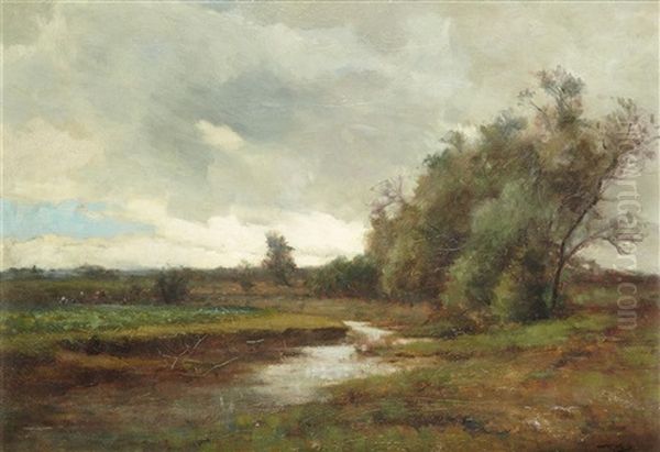 Field Workers By A Country Stream - view 1