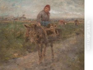 Old Woman On A Donkey by Robert McGregor