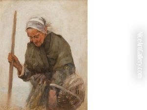 Old Woman With Basket by Robert McGregor