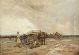 Mussel Gatherers On The Brittany Coast by Robert McGregor