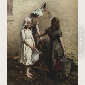 Girls At A Village Pump by Robert McGregor