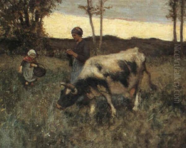 Tending The Family Cow - view 1