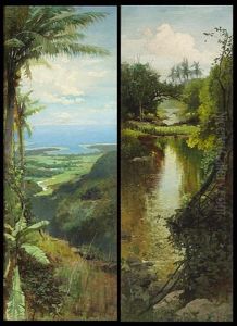 View Of The South Pacific - Scene Of Hawaii? (+ Another, Similar; Pair) by Charles Morgan Mcilhenney