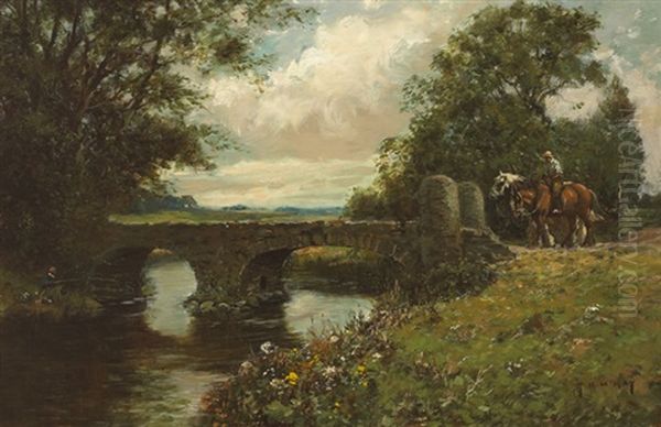 Horseman And Fisherman Near A Bridge - view 1