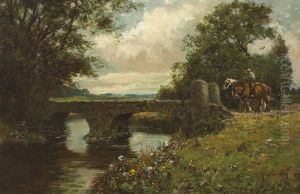 Horseman And Fisherman Near A Bridge by Thomas Hope Mckay