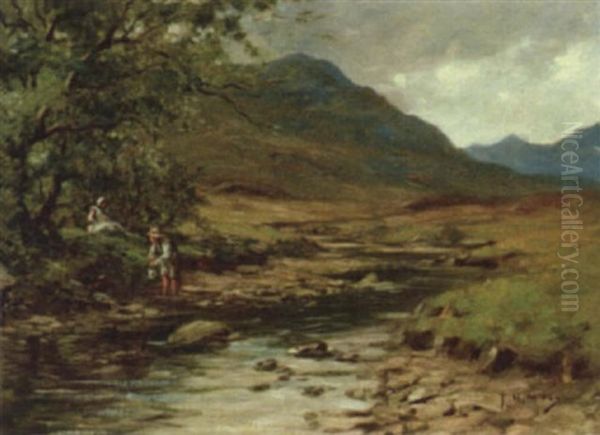 Children At A Brook - view 1