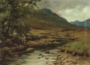 Children At A Brook by Thomas Hope Mckay