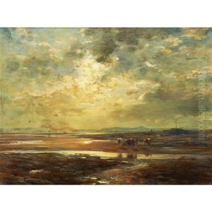 Aryshire Flatlands With Cattle Watering Aryshire Flatlands With Cattle Watering