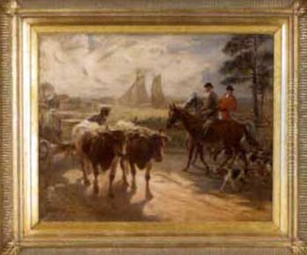 Coastal Scene With Hunting Party On A Country Road - view 1