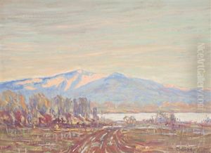 Impressionist Oregon Landscape With River And Mountains