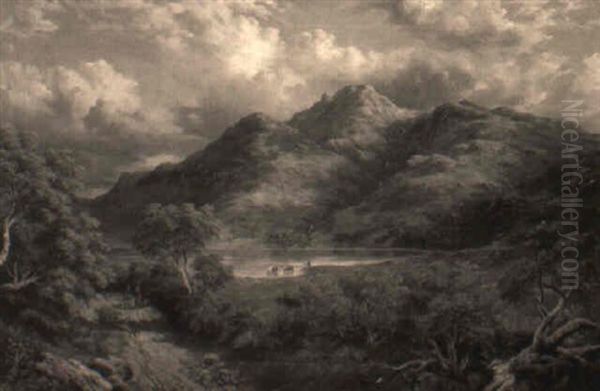 A Highland Landscape With Two Figures On A Path - view 1