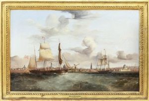 The Three-masted Barque Orkney Lass In Two Positions Off Liverpool