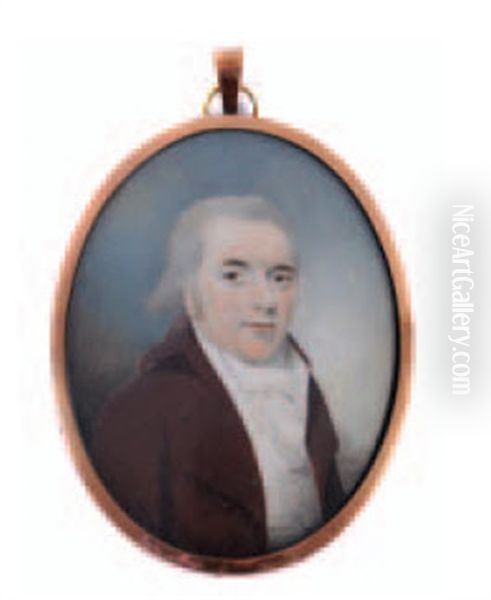 Portrait Of A Gentleman With Powdered Hair Wearing A Brown Coat, White Waistcoat And Cravat - view 1
