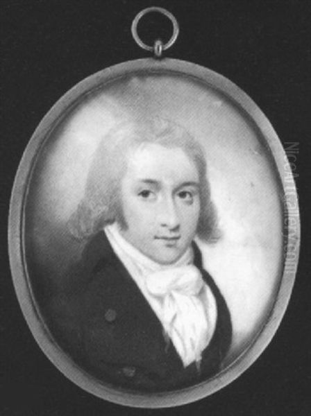 A Gentleman, Wearing Blue Coat, White Waistcoat And Tied Cravat - view 1