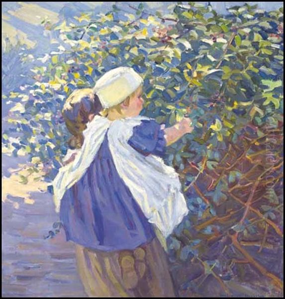Mother And Child Picking Berries - view 1