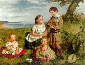 A Group Portrait Of Four Children, (the Children Of The Hon. Lieutenant Colonel R.w. Fraser?) by William McTaggart