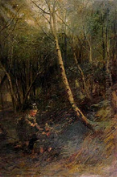 Children In A Birchwood - view 1