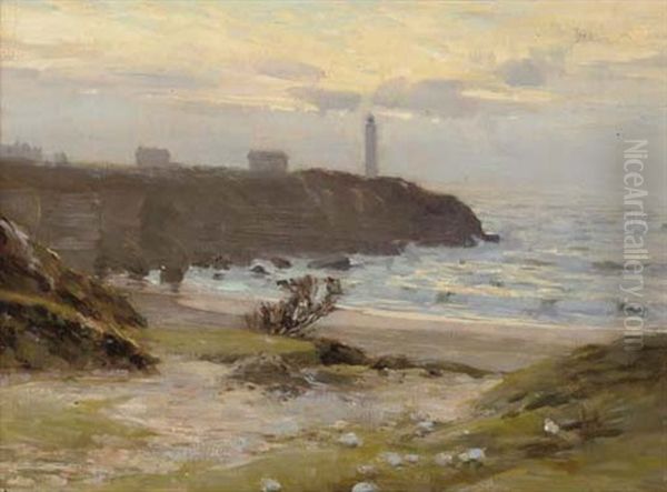 Sunset On The Coast, With A Lighthouse In The Distance - view 1