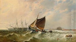 Segelfartyg Vid Kusten by James Meadows Snr