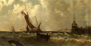 Shipping Off A Harbor Mouth by James Meadows Snr