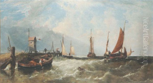A Fishing Fleet Off A Dutch Headland - view 1
