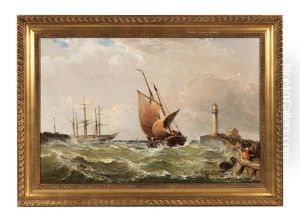 Etretat, Normandy, Rough Weather by Arthur Joseph Meadows