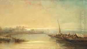 The Rhone At Avignon, Sunset by Arthur Joseph Meadows