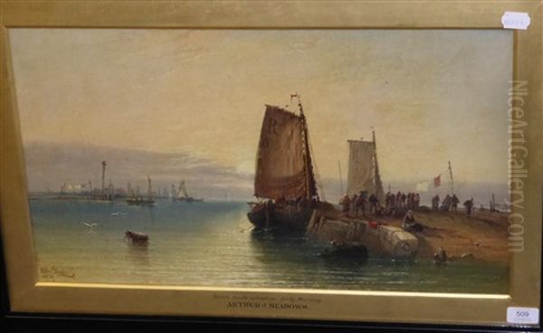 Dutch Boats Unloading, Early Morning - view 1