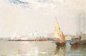 Bragozzi In The Venetian Lagoon Before Santa Maria Della Salute Bragozzi In The Venetian Lagoon Before Santa Maria Della Salute