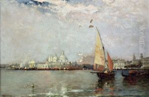 View Of Venice From The Lagoon Looking Towards Santa Maria Della Salute by Arthur Joseph Meadows