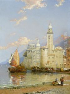 Amalfi-gulf Of Salerno; Camogli In The Riviera (pair) by Arthur Joseph Meadows