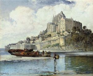 Fishermen Sorting Their Catch On The Beach Below Mont. St. Michel, Normandy