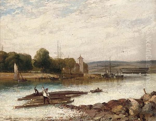 Barges On A River - view 1