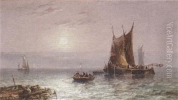 Barges Drying Their Sails At Dusk - view 1