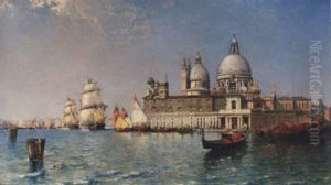Venice, Flood Tide - The Dogana And Santa Maria Della Salute by Arthur Joseph Meadows
