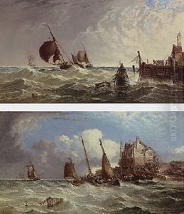 Dutch Boats Running For Shelter by Arthur Joseph Meadows